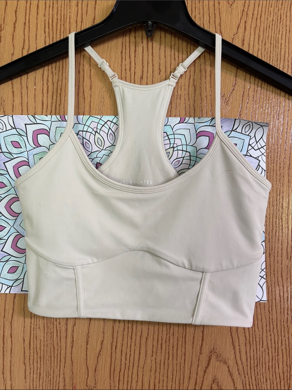 Cream Racerback Low-Impact Sports Bra with Adjustable Straps